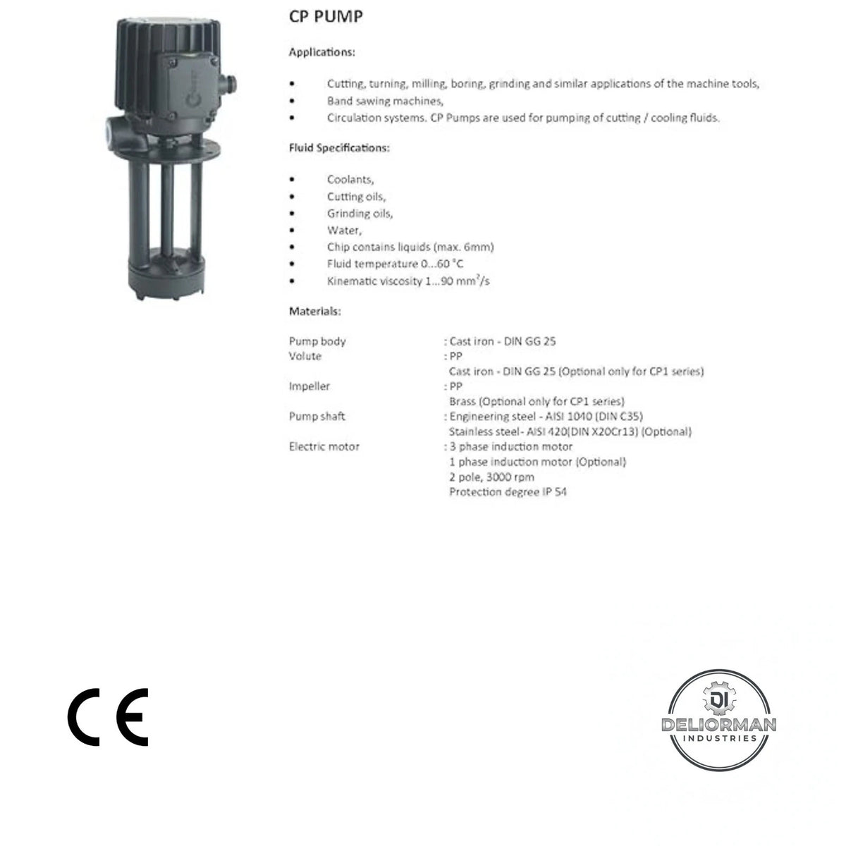 CP117 Kühlmittelpumpe 80L/min 180mm Eintauchpumpe Kühlwasserpumpe aus Gusseisen