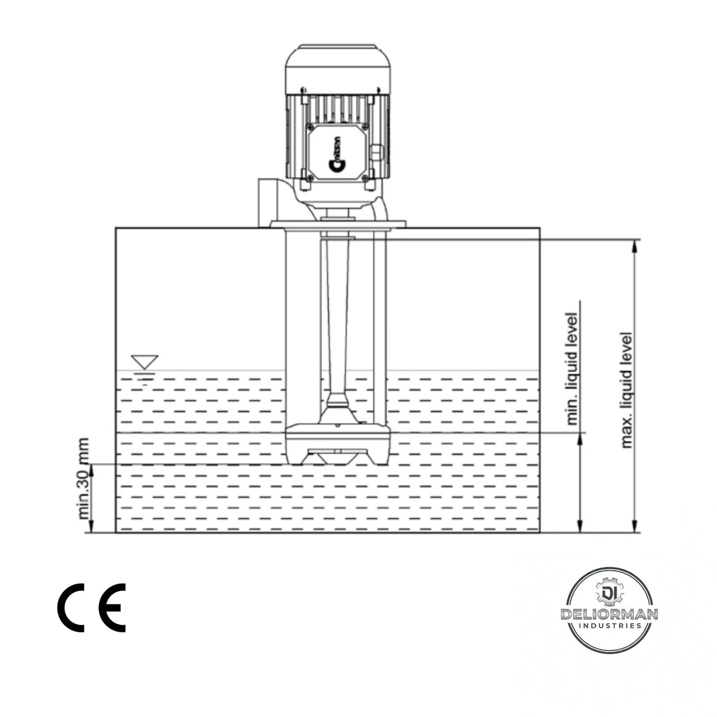 AP11-M Kühlmittelpumpe Eintauchpumpe 110mm 50L/min 230V Einphasig Schmiermittelpumpe 90 Watt (0,12 HP)